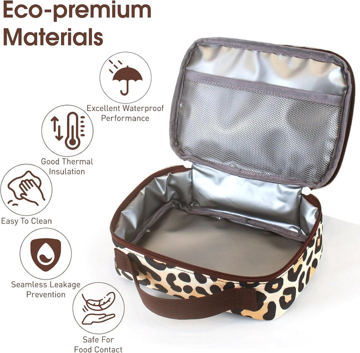Kühltasche Klein - 3 Farben: Grau, Schwarz, Leopardmuster, Ideal für Lebensmittel, Getränke, Mahlzei