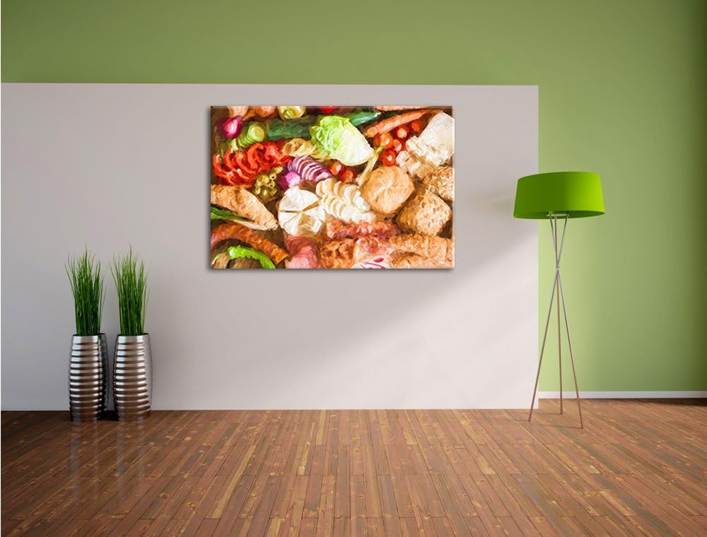 Pixxprint leckeres Frühstück als Leinwandbild/Grösse: 100x70 / Wandbild/Kunstdruck/fertig bespannt,
