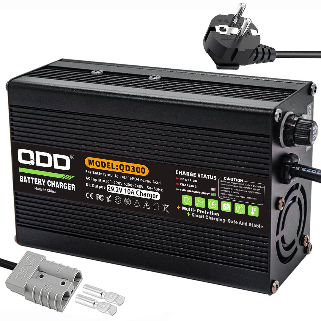 QDD 29,2 V 10 A Lifepo4-Ladegerät 220 V mit Lüfter Lithium-Batterie-Ladegerät Mehrere Schutzfunktion