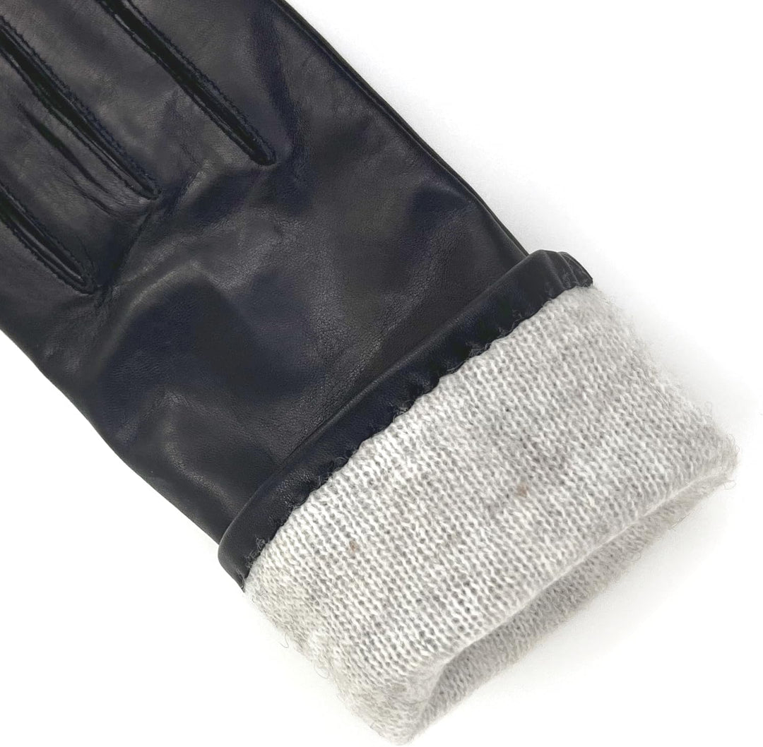 ZLUXURQ Damen Leder Handschuhe echtes Lammleder und mit Kaschmir Wolle gefütterte warme Winter Hands