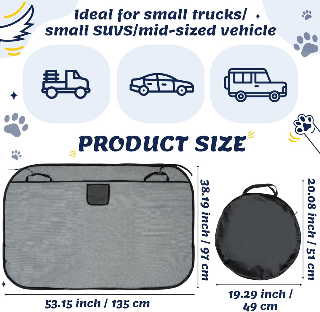 Hundegitter für Auto Kofferraum & Rücksitz – Universelle Faltbare Hundebarriere mit Tasche & transpa