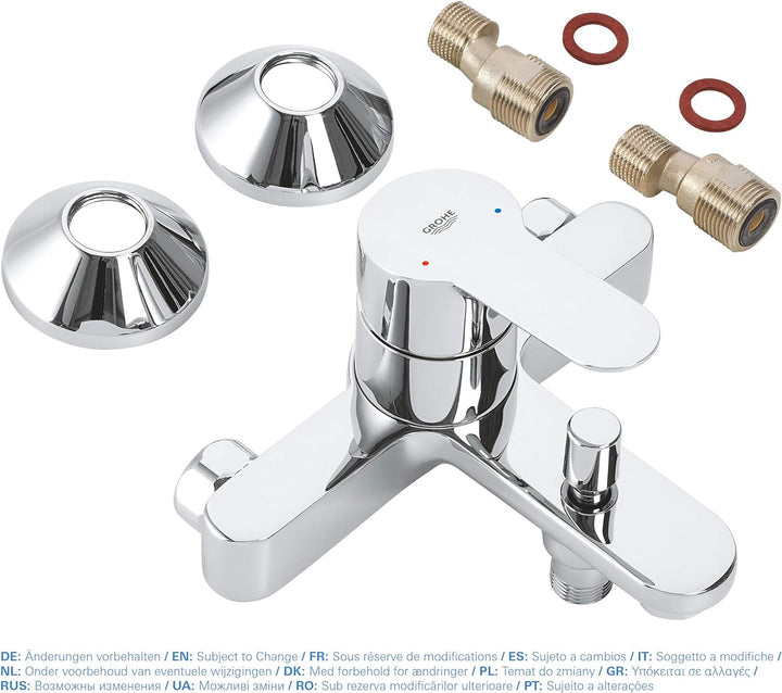 GROHE BauEdge - Badewannenarmatur (integriertes Rücklaufventil, automatische Umstellung für Badewann