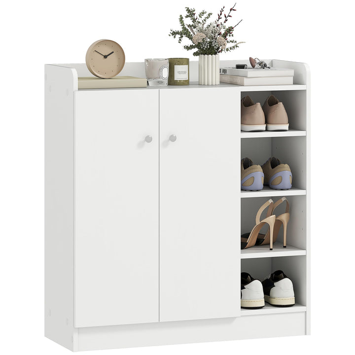 HOMCOM Schuhschrank Schuhregal mit 4 Fächern Schuhablage Schuhkommode für 12 Paar Schuhe 83 x 30 x 9