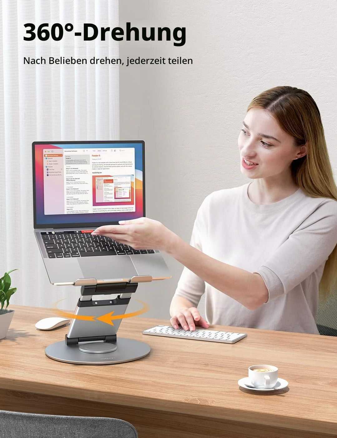 NULAXY Ausziehbare Laptop Ständer mit 360 Drehbarer Basis, Ergonomischer Laptopständer Höhenverstell