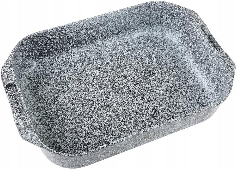 Bräter mit Deckel 6 L, Keramik-Marmor-Beschichtung, Grau | Auflaufform für Backofen und alle Herdart