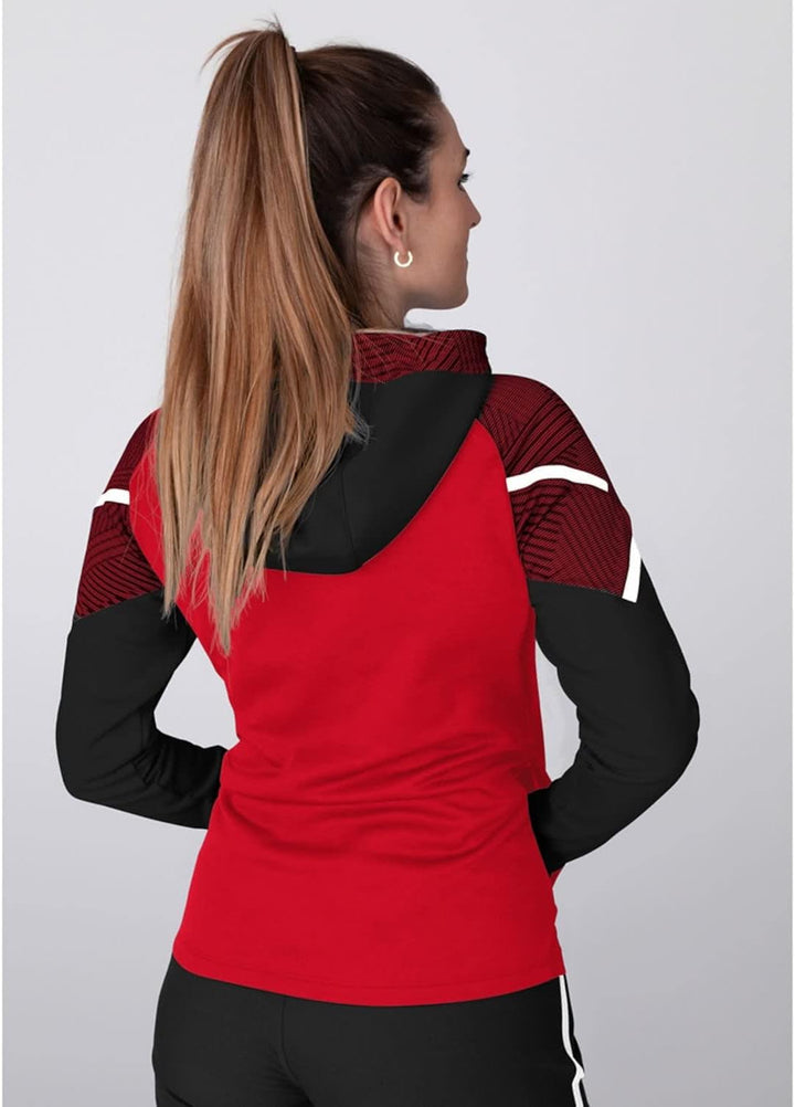JAKO Damen Kapuzenjacke Performance, Royal/Weiss/Marine,6897, Rot/Schwarz