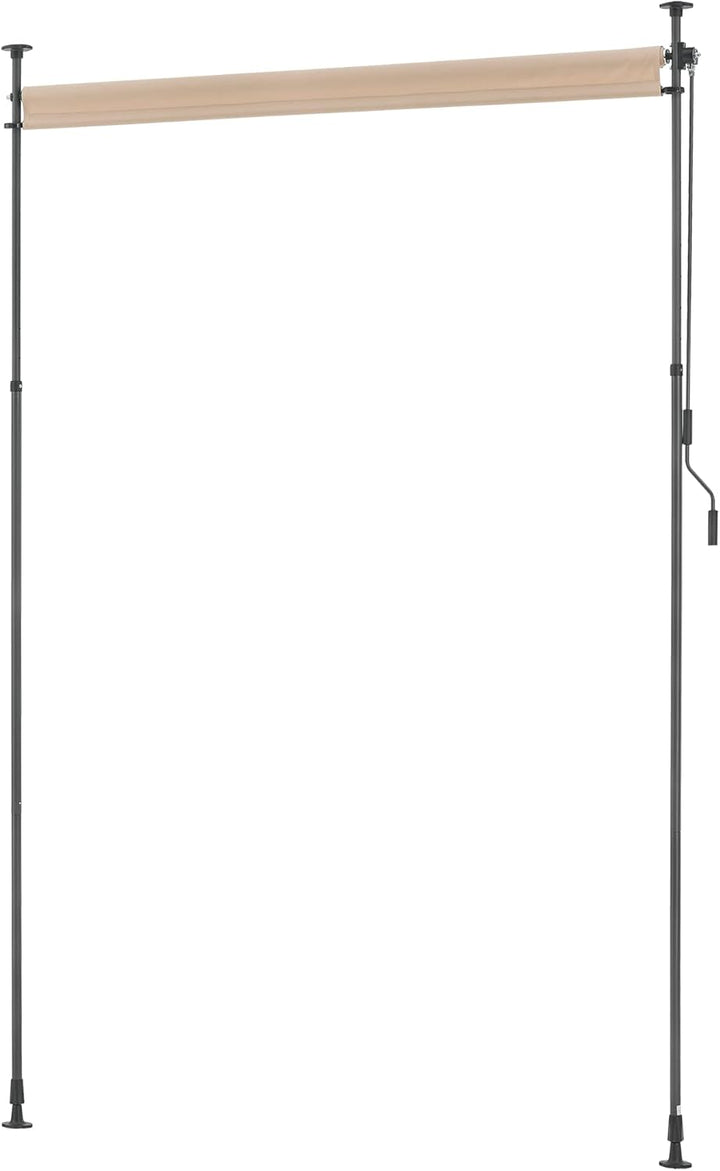 pro.tec Aussenrollo Cimarra 200 x 270 cm Balkonrollo Senkrechtmarkise mit Handkurbel Sichtschutz wit