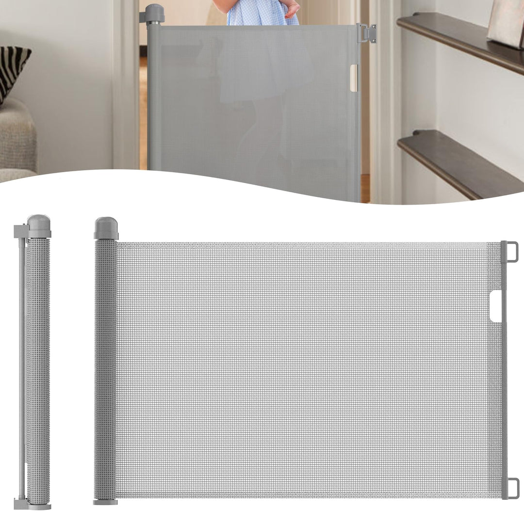 VA-Cerulean Treppenschutzgitter Ausziehbar für Kinder und Baby,150 cm Grau Haustiere Barriere,Abschl
