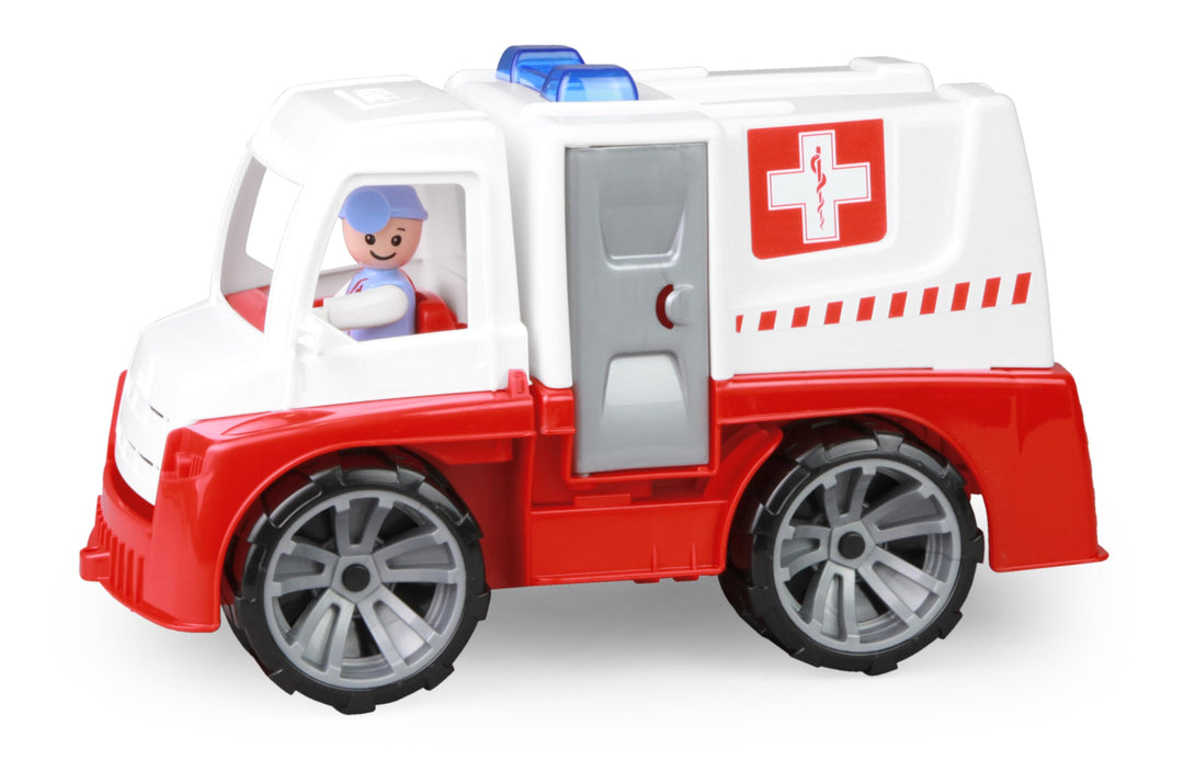 Lena 04456 - TRUXX Krankenwagen Einsatzfahrzeug mit Spielfigur als Sanitäter und Krankentrage, Krank