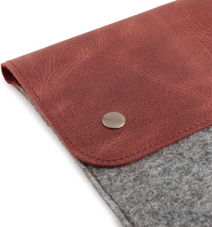 MegaGear MacBook-Tasche aus echtem Leder und Fleece,Laptop-Hülle für MacBook Pro und MacBook Air,14