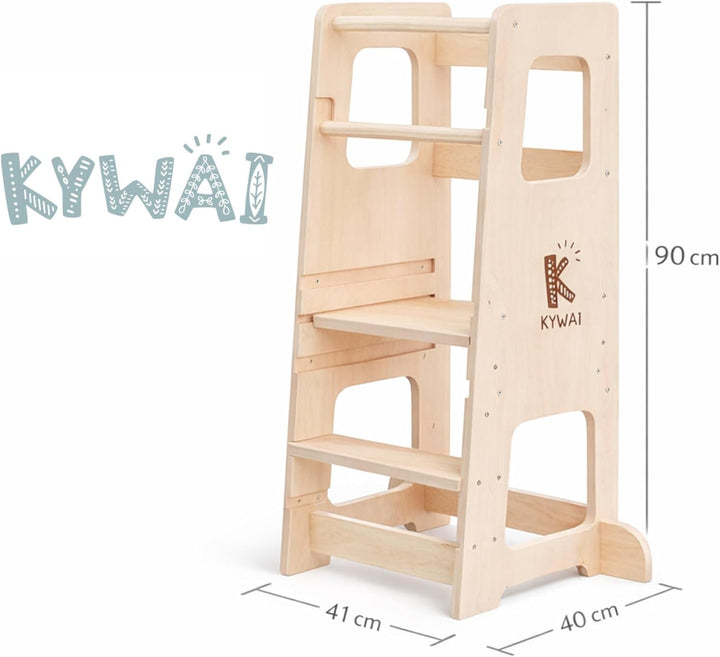 Montessori Lernturm ab 1 Jahr, aus robustem Holz, Premium-Modell in Grossformat, Learning Tower mit