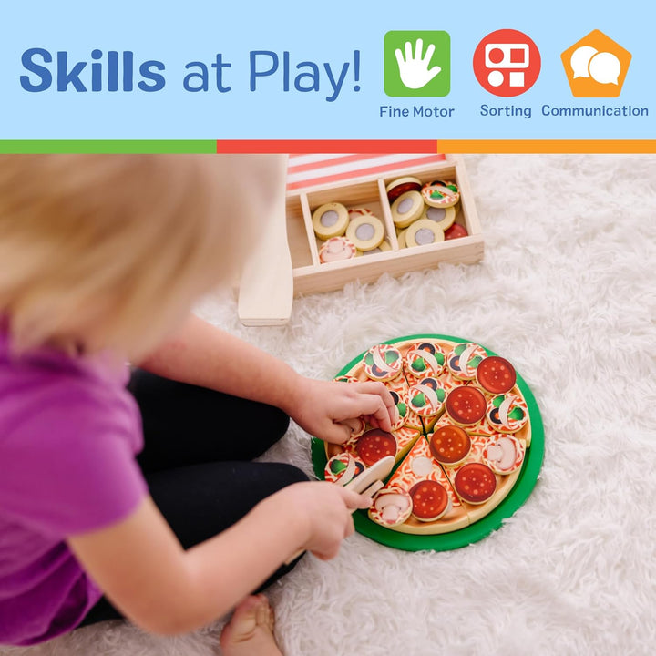 Melissa and Doug Pizza Set | Pizza Holz Kinder | Pizza Spielzeug Lebensmittel Kinderküche Zubehör Ho