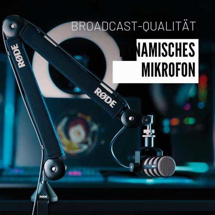 RØDE PodMic Dynamisches Mikrofon mit Rundfunkqualität mit integrierter Schwenkhalterung für Podcasti