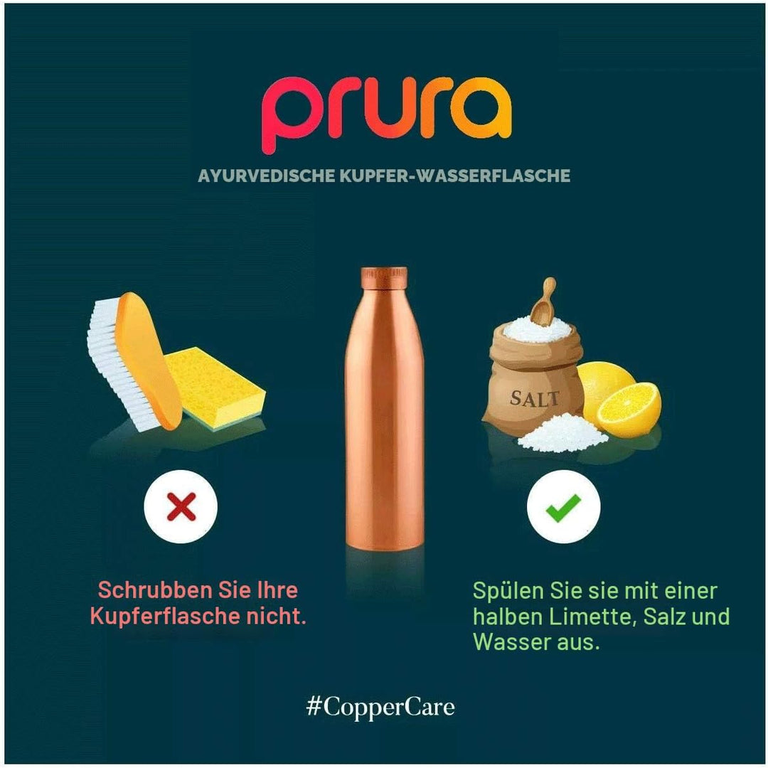 ayurvedische Kupfer-Wasserflasche, auslaufsicheres naturreines Kupfergefäss 900ml/30oz 900 ml Design