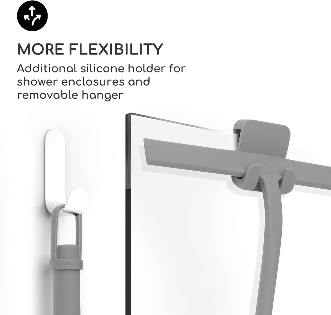 Gütewerk Duschabzieher, Silikon-Abzieher Dusche, Hygienischer Abzieher für Badezimmer, Duschwand & F