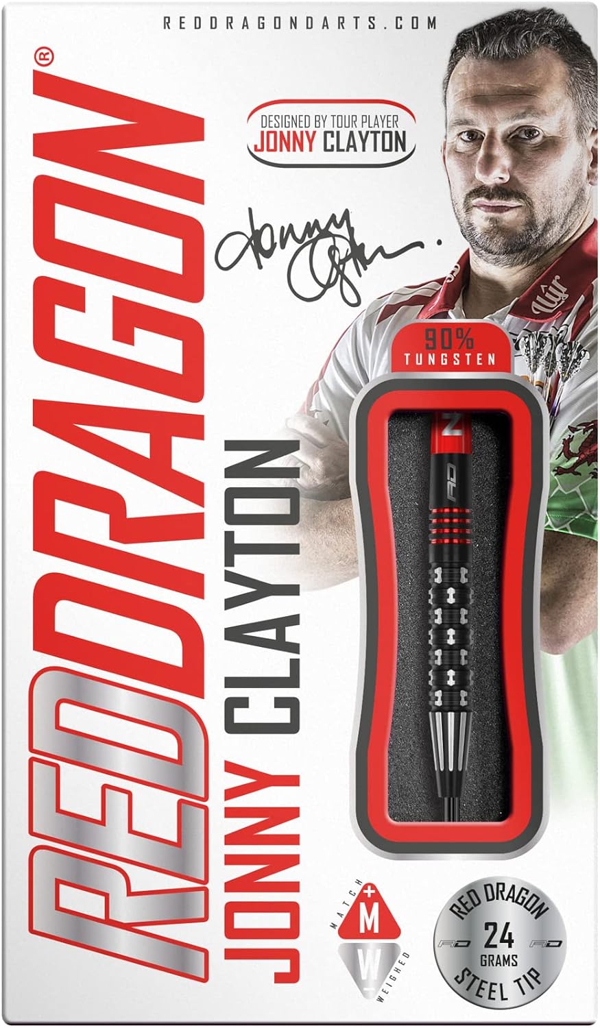 RED DRAGON Jonny Clayton PL Special Edition Tungsten Steel Dartpfeile Set mit Flights und Schäfte 24
