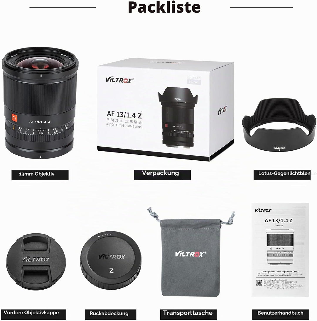 VILTROX AF 13mm F1.4 APS-C Objektiv für Nikon Z-Mount, Ultra-Weitwinkel-Autofokus Prime-Objektiv für