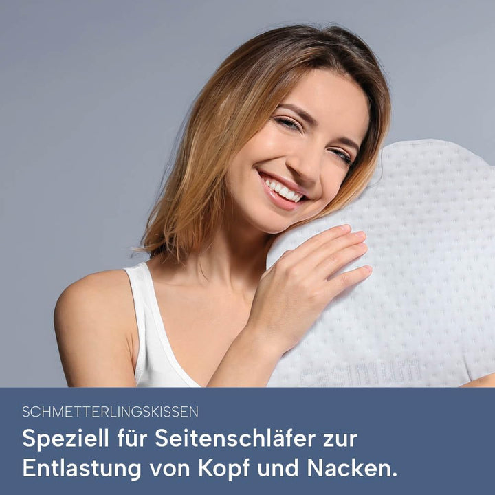 Ergonomisches Schmetterlingskissen für Seitenschläfer aus Memoryschaum. Orthopädisches Memory Foam S