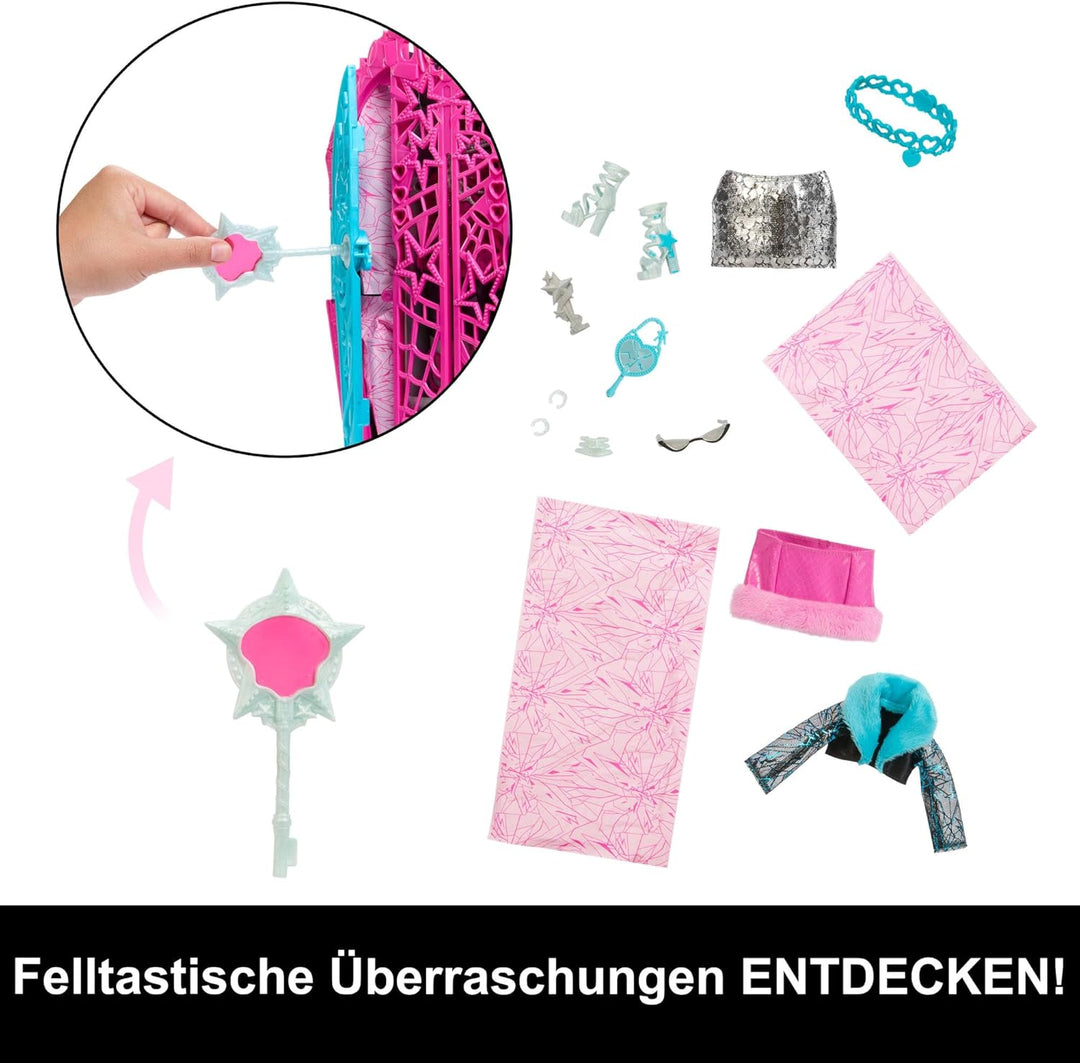 Monster High Skulltimate-Secrets-Set aus Puppe und Accessoires, Hauntlywood Mysteries Catty Noir mit