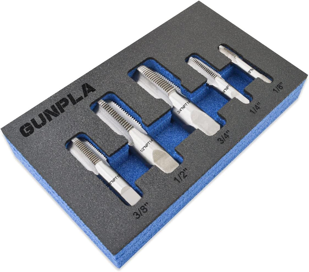 Gunpla NPT Rohrgewindebohrer Set Form C-G, 5tlg. G1/8", G1/4", G3/8", G1/2", G3/4" Zoll, Legierter S