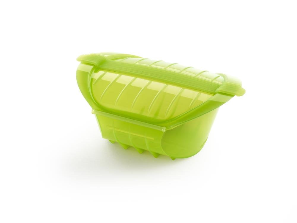 Lékué Dampfbox mit Einlegeboden, 500 ml, Platin-Silikon, grün Grün 500 ml, Grün 500 ml