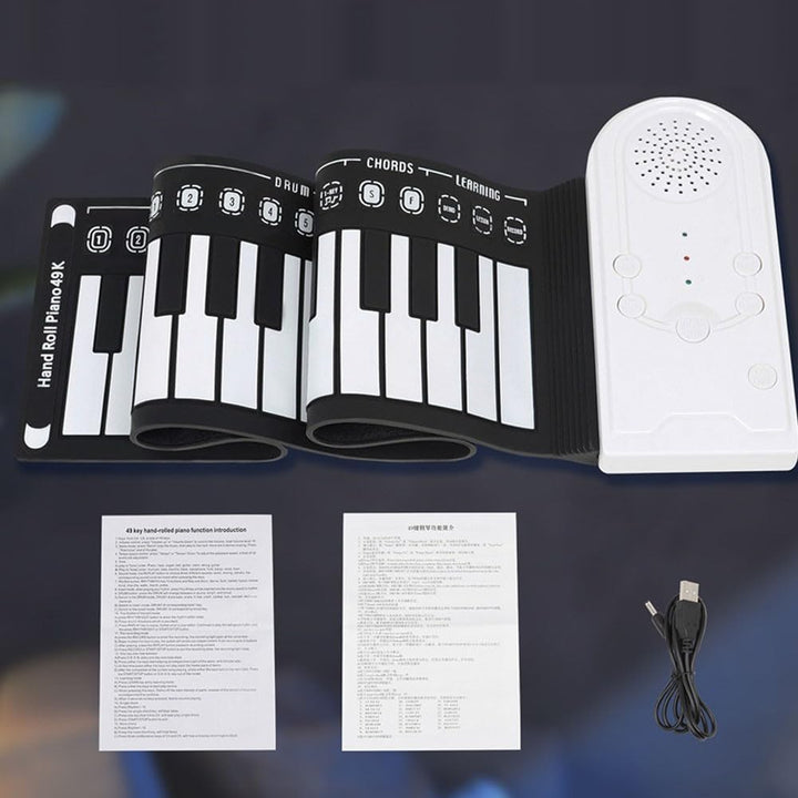 Elektronische Handtastatur, zusammenklappbar, flexibles Klavier, 49 Tasten, Rollup Piano mit USB-Lad