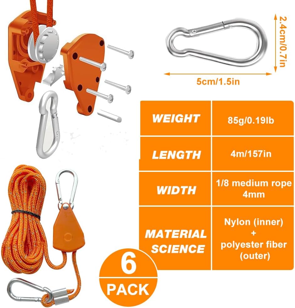 6 Stück 4M Reflektierend Abspannseile Seil, Abspannseile mit Seilspanner, 4mm Leichte Abspannleine Z