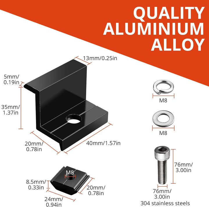 GETLITOOL Solarmodul Halterung 35mm Endklemme Kit, 10x Solarpanel Z Halterung Randklemme für Photovo