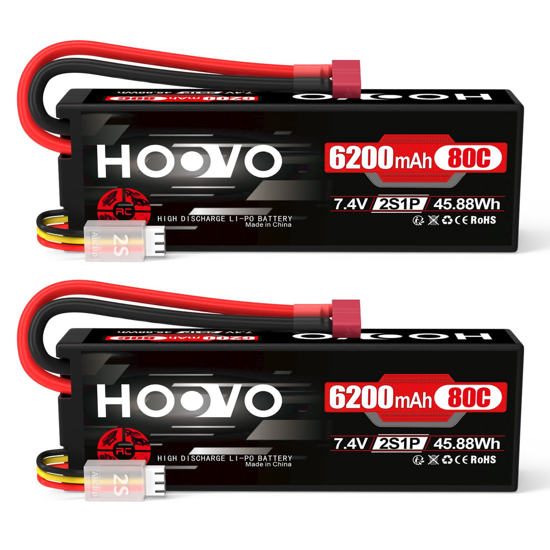 HOOVO 2S Lipo Akku 7,4V 80C 6200mAh RC Batterie mit Deans Stecker Batterie für RC Auto Flugzeug Heli