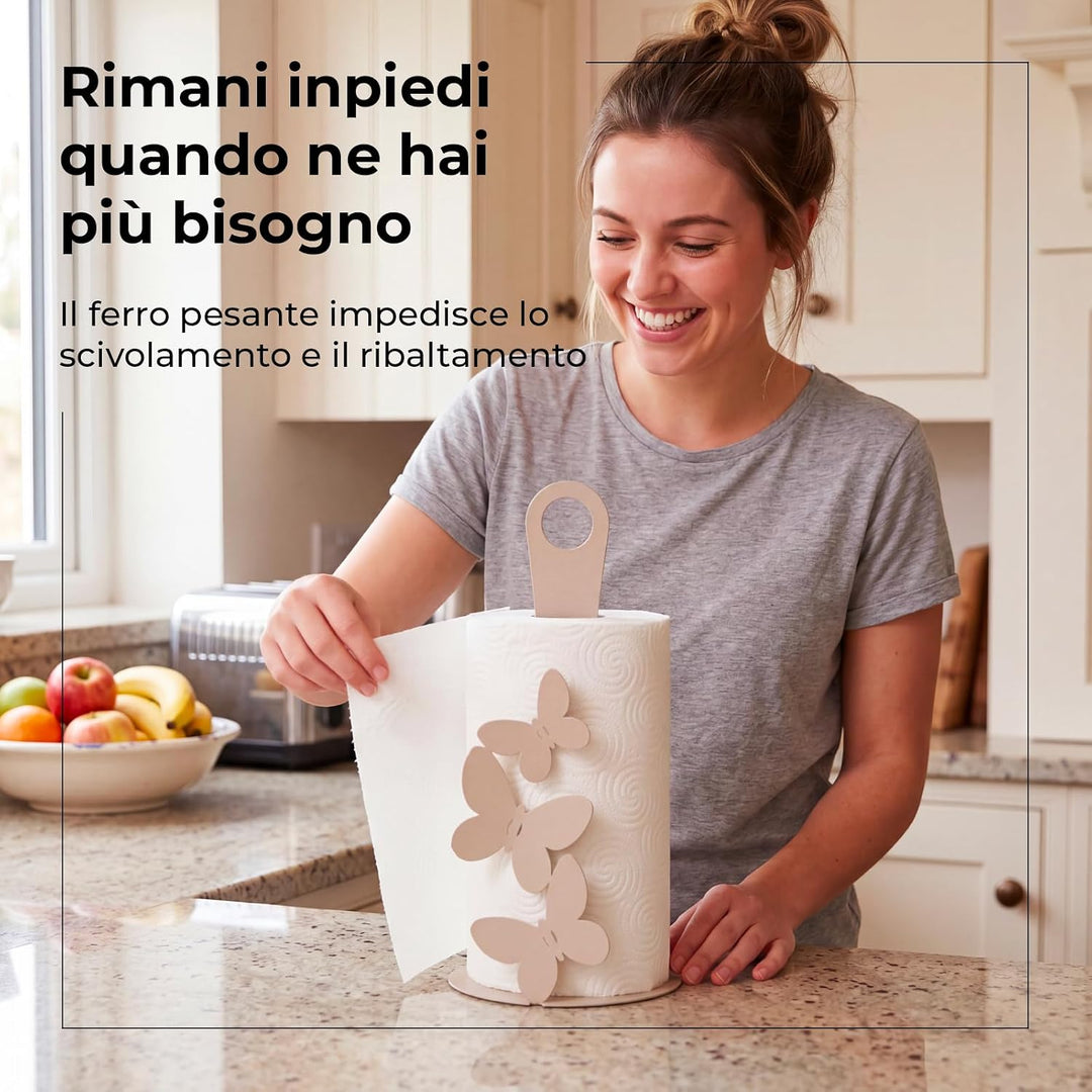 ARTI E MESTIERI Scottex Rollenhalter Küchenpapier Butterfly FARFALLE Sand Beige I Love Kunst &amp; Handw