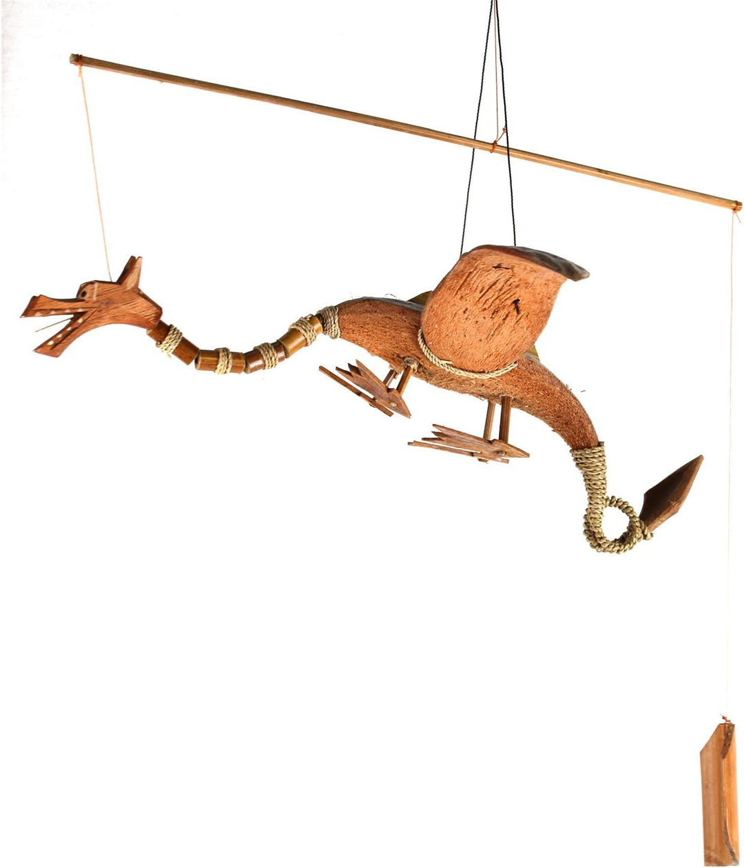 Drache Kokosnuss Windspiel als Balkon Deko und Garten Deko Wetterfest für draussen geeignet 40cm, 40