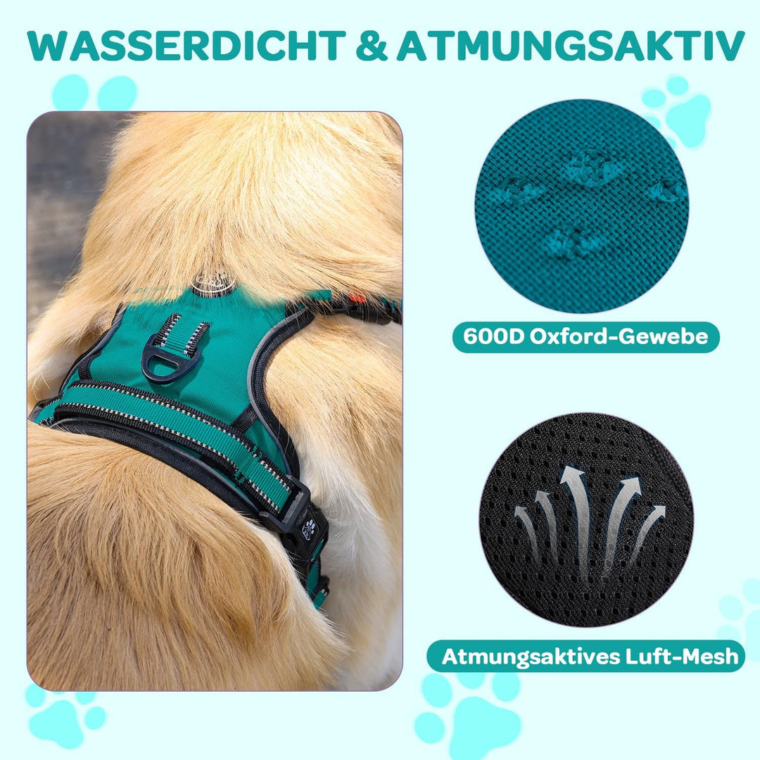 FURRYFECTION Hundefreileinengeschirr Zugfrei Würgfrei, Reflektierendes Oxfordgewebe, Polsternder Gri