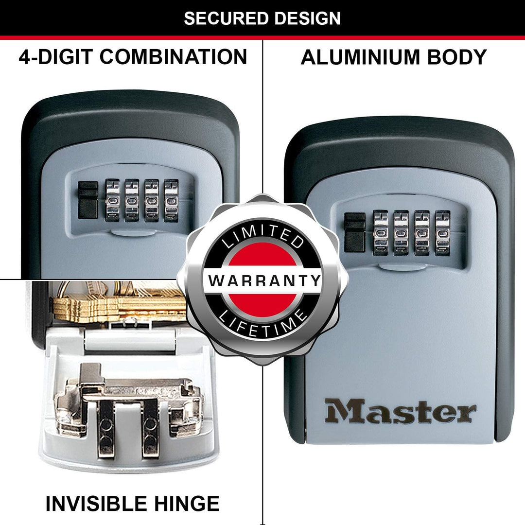 Master Lock Schlüsseltresor + Ausziehbares Schlüsselkabel [Medium] [Wandhalterung] [Zahlencode] - 54