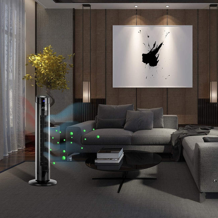 Sichler Haushaltsgeräte Ventilator Turm: Turmventilator, Ionisator, WLAN & App, Siri, Alexa & Google