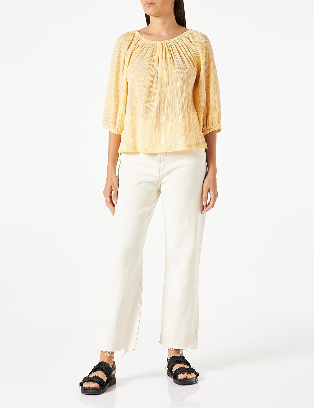 PART TWO Damen Ingeborgpw Bl Blouse Relaxed Fit Bluse 40 Amber Yellow Stripe, 40 Amber Yellow Stripe