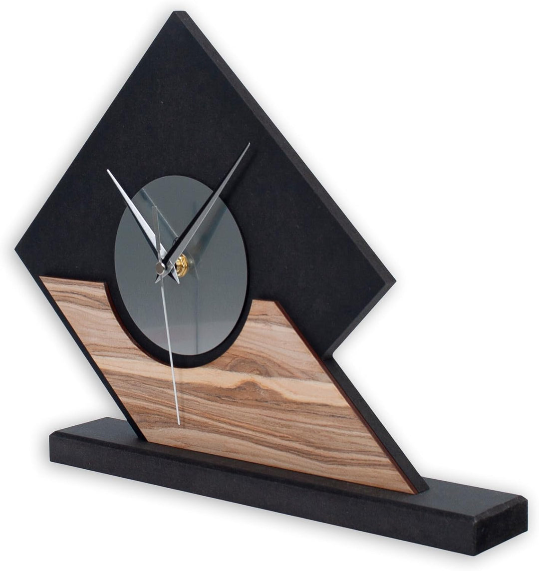 Kreative Feder Moderne Holz-Tischuhr mit stilvollen Akzenten aus Nussbaum Echtholzfurnier &amp; Aluminiu