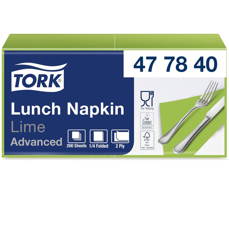 Tork 477840 Lunchservietten Lime / 2-lagige Servietten für kleine Gerichte oder Snacks / Advanced Qu