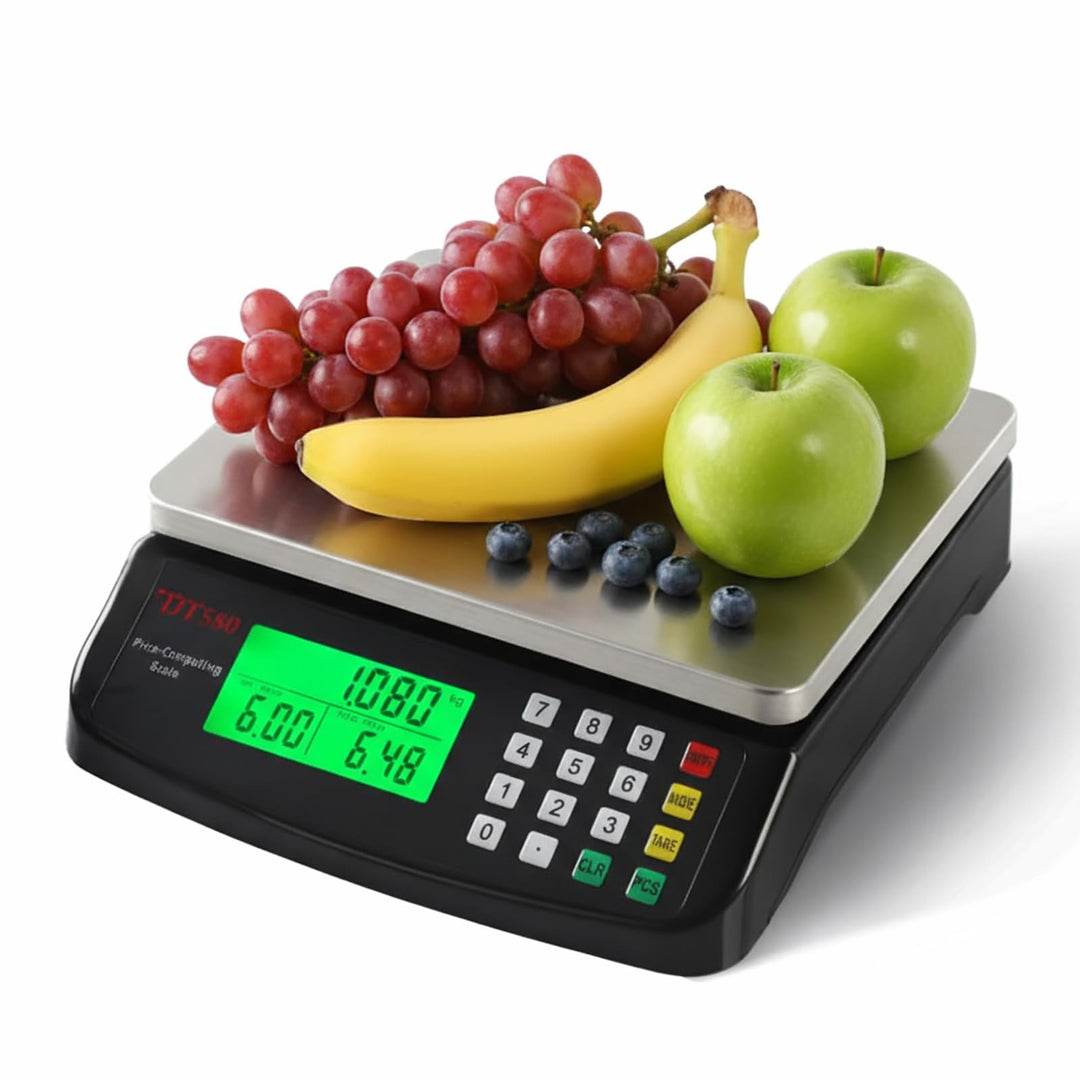 30kg/1g Digitale Küchenwaage, Edelstahl Gastronomie Essenswaage mit Preiskalkulation, Tara Funktion,