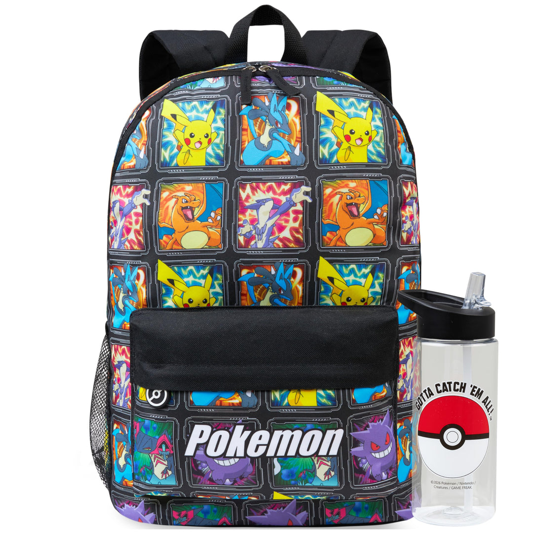 Get Trend Pokemon Rucksack Kinder Set, Kinderrucksack & Trinkflasche, 500ml Schule Sport Freizeit, G