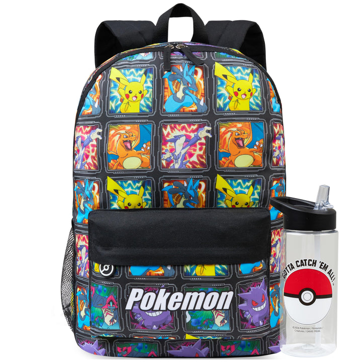 Get Trend Pokemon Rucksack Kinder Set, Kinderrucksack & Trinkflasche, 500ml Schule Sport Freizeit, G