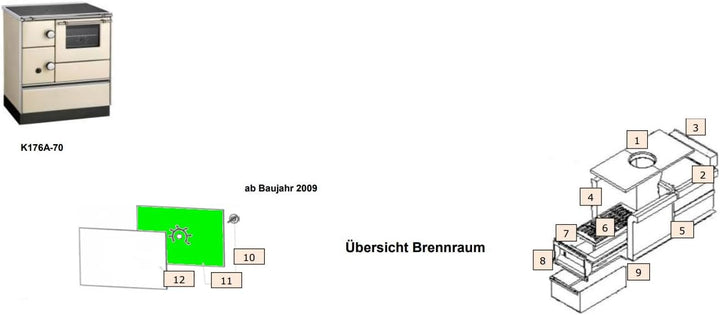 Ersatzteil WAMSLER Westminster für Küchenofen K 176 A 70 (Komponente Schauglas für Bratrohrtür innen