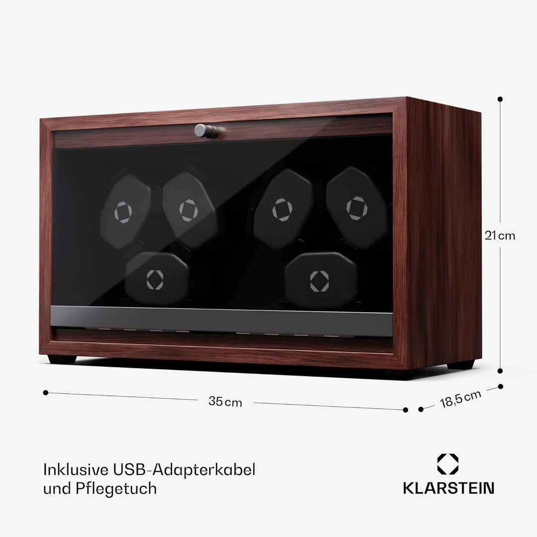 Klarstein Uhrenbeweger für Automatikuhren, Automatik-Uhrenbeweger für 6 Uhren mit Acryl-Tür, Automat
