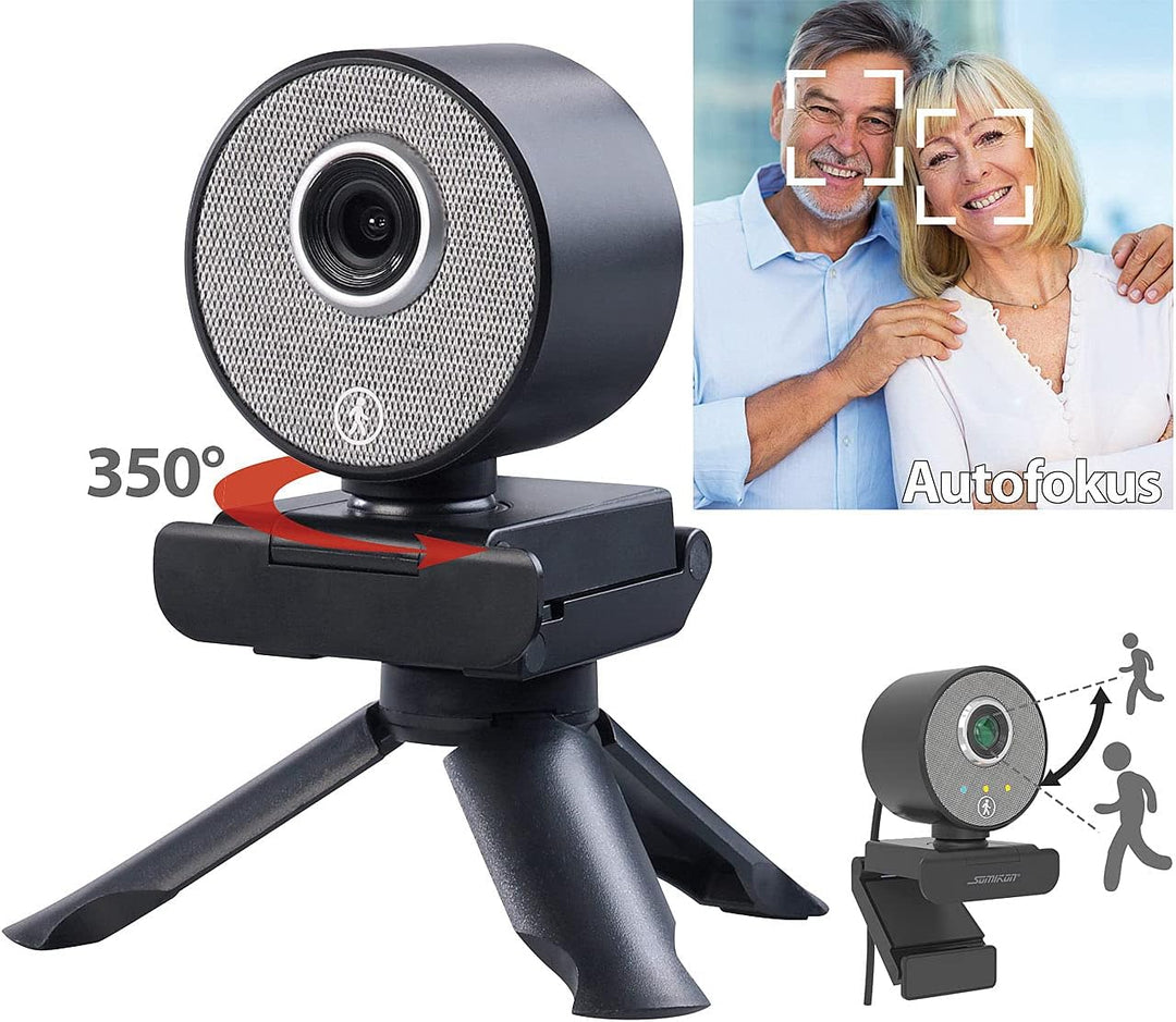 Somikon USB Camera: Autotracking-USB-Webcam mit Full HD, Super-WDR, 120°, Stereo-Mikrofon (PC Cam, P