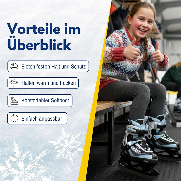 Best Sporting Schlittschuhe Kinder, Damen &amp; Herren I 4-Fach verstellbare Eislaufschuhe Kinder I Soft