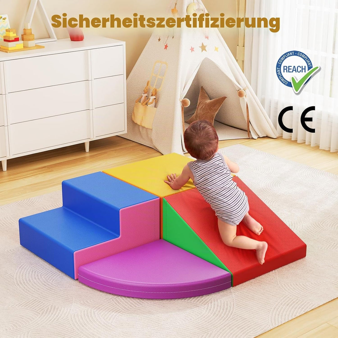 Baby-Schaumstoffbausteine, Softplay-Set für Kleinkinder von 1–3 Jahren, Baby-Kletterturm mit Rutsche
