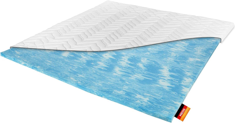 Meos® Gel-Schaum Topper 200x200 für Matratzen & Boxspringbett - Made in Germany - hohes RG50 - Bezug