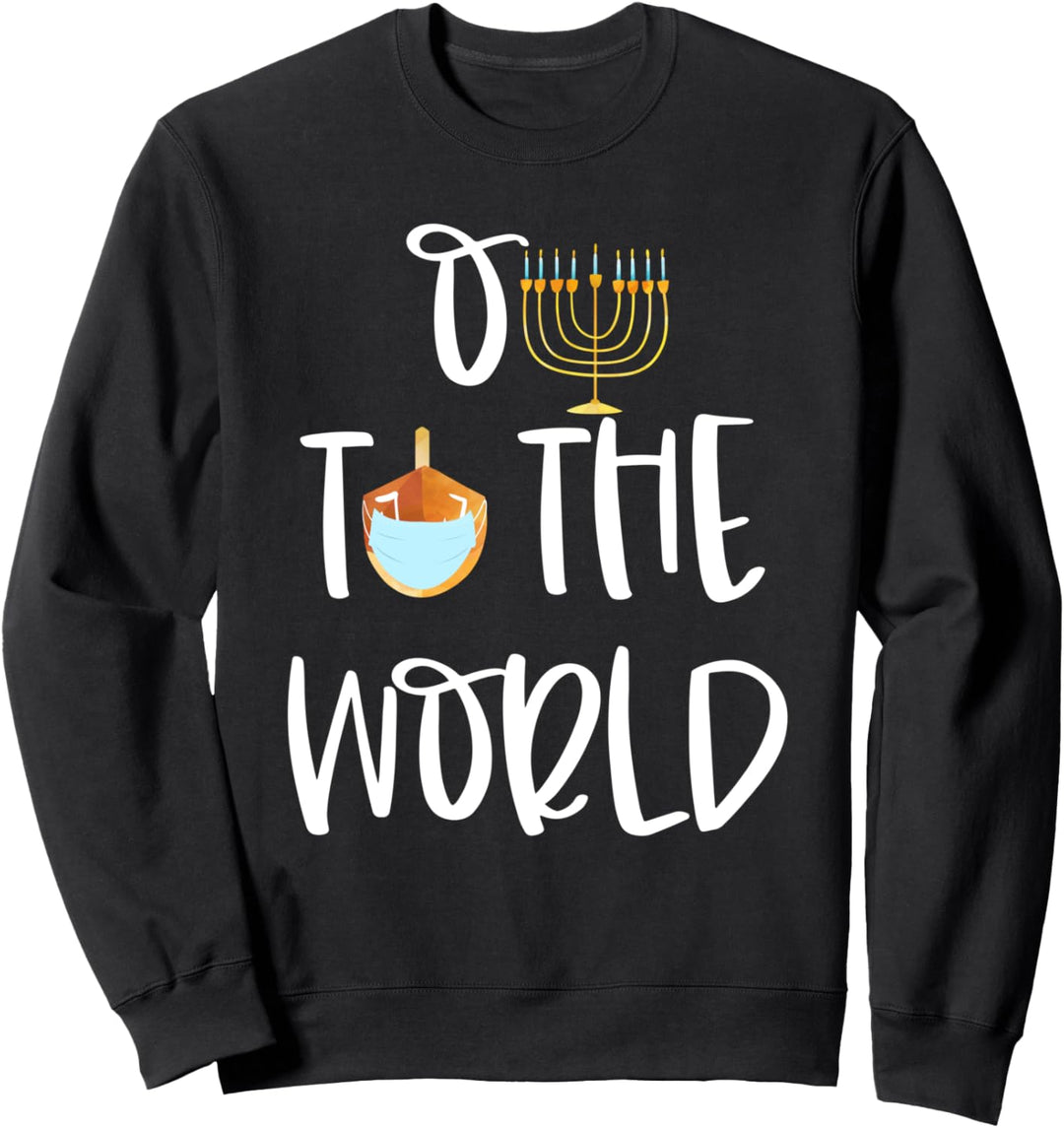 Oy To The World Chanukkah Chrismukkah Menora Sweatshirt
