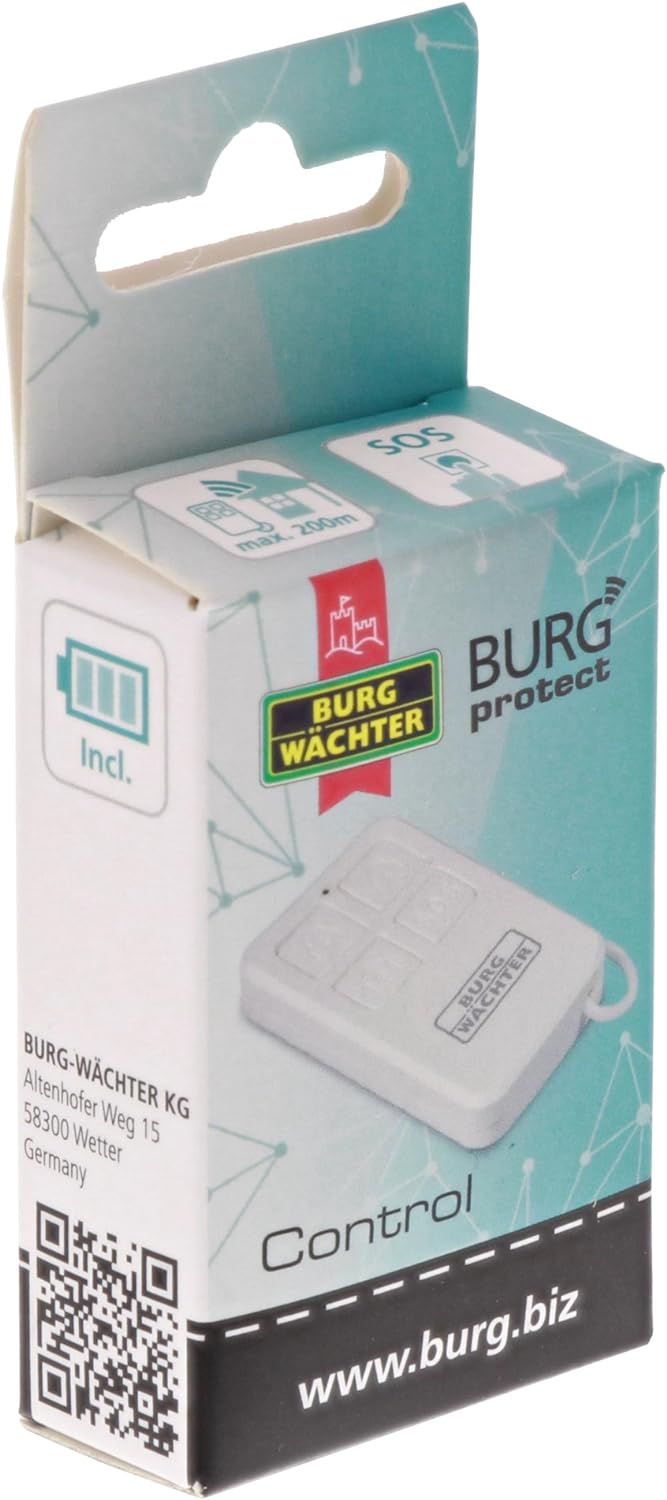 Burg Wächter Fernbedienung für Alarmanlage, batteriebetrieben, Fernsteuerung, mit BURGprotect Smart