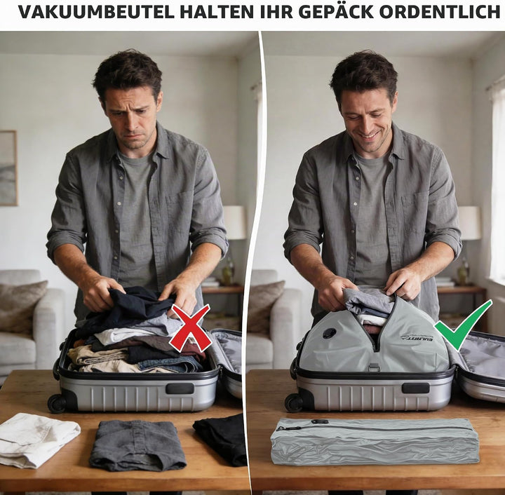 EULANT Vergrössert Vakuumbeutel für Reisen, Wiederverwendbare Kompressionsbeutel für Koffer/Gepäck/R