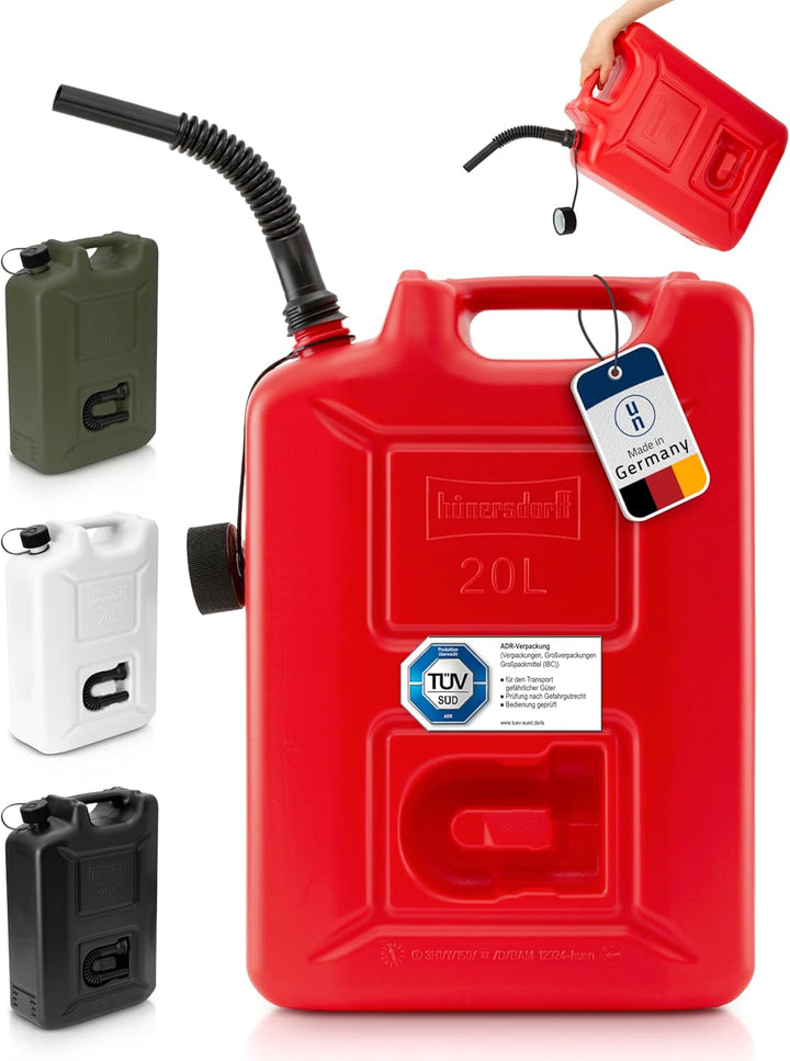 hünersdorff 802060 Kraftstoff-Kanister PROFI 20l für Benzin, Diesel und andere Gefahrgüter, UN-Zulas